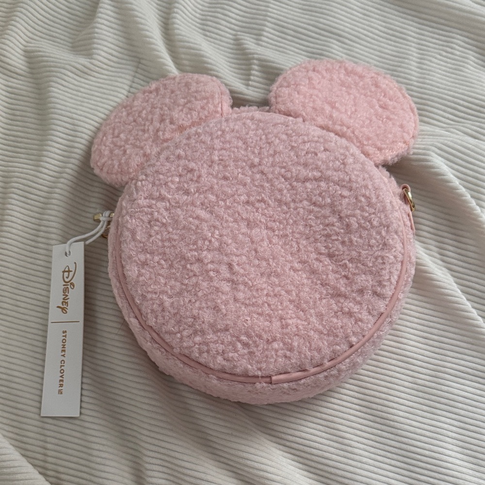 NWT stoney clover lane pink sherpa mickey/minnie bag (crossbody or fanny)
